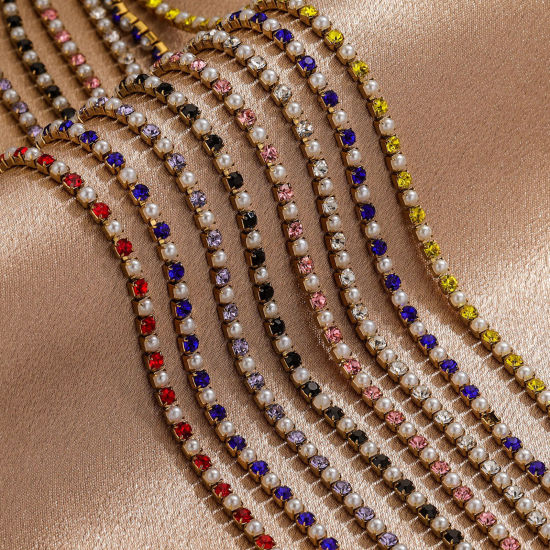 Picture of Eco-friendly Vacuum Plating 304 Stainless Steel Cup Chain For Handmade DIY Jewelry Making Findings 18K Gold Plated Acrylic Imitation Pearl