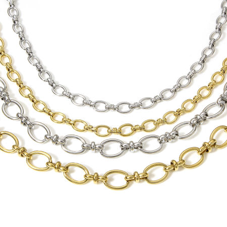 Eco-friendly Vacuum Plating 304 Stainless Steel Handmade Link Chain Necklace For DIY Jewelry Making With Lobster Claw Clasp And Extender Chain 40cm(15 6/8") long