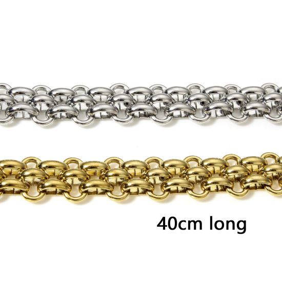 Picture of Eco-friendly Vacuum Plating 304 Stainless Steel Handmade Link Chain Necklace For DIY Jewelry Making With Lobster Claw Clasp And Extender Chain 40cm(15 6/8") long