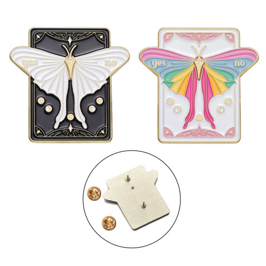Picture of Tarot Pin Brooches Rectangle Moth Multicolor Enamel