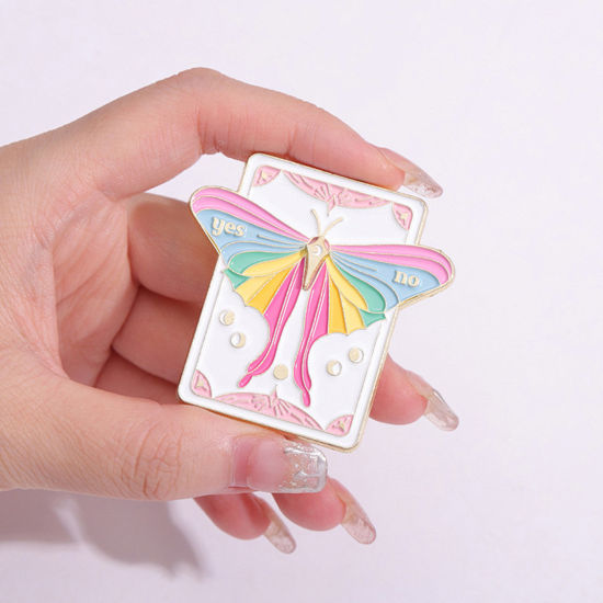 Picture of Tarot Pin Brooches Rectangle Moth Multicolor Enamel