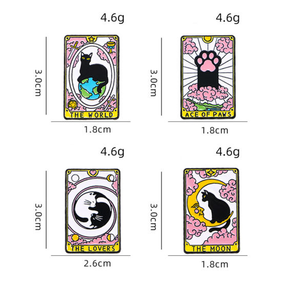 Picture of Tarot Pin Brooches Rectangle Cat Multicolor Enamel
