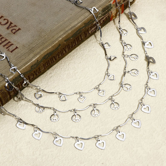 Immagine di 1 M 304 Acciaio Inossidabile Cavo Catena Per Risultati di Creazione di Gioielli Fai-da-te Fatti a Mano Tono Argento Con Ciondolo 1.5mm