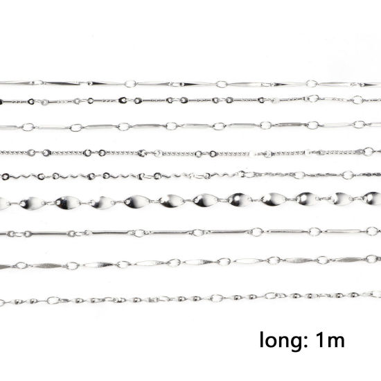 Bild von 1 Meter 304 Edelstahl Twist-Kette Für handgefertigte Schmuckherstellung Silberfarbe 1mm