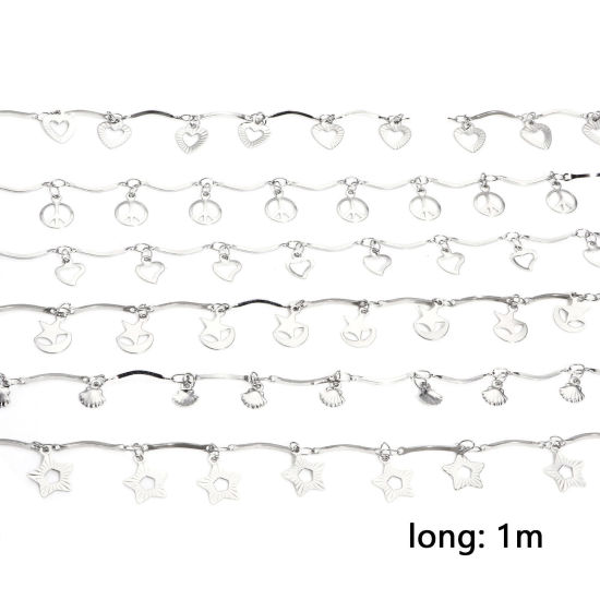 Image de 1 M Chaîne TorsadéeAccessoires pour la Fabrication de Bijoux Faits à la Main en 304 Acier Inoxydable Argent Mat avec Pendentif 1mm