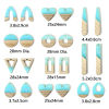 Bild von 2 Stück Natürliches Holz-Effekt Harz Anhänger Azurblau Geometrie
