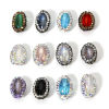 Picture of Glass Beads For DIY Jewelry Making Oval Multicolor Rhinestone About 17mm x 12mm, Hole: Approx 0.5mm