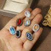 Picture of Glass Beads For DIY Jewelry Making Oval Multicolor Rhinestone About 17mm x 12mm, Hole: Approx 0.5mm