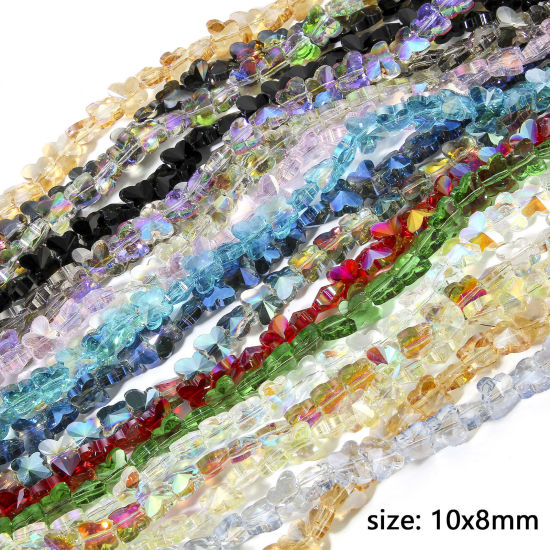 Picture of Glass Insect Beads For DIY Charm Jewelry Making Butterfly Animal Multicolor Faceted About 10mm x 8mm