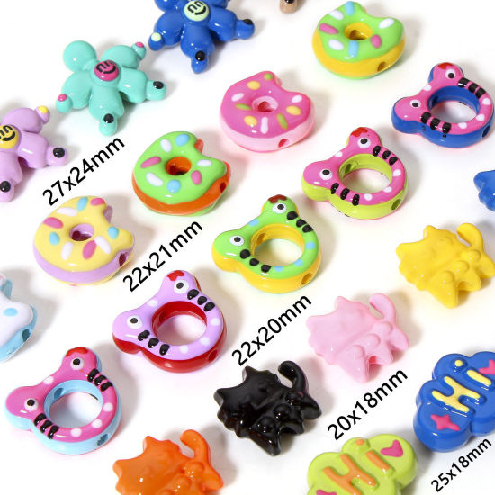 Image de 10 Pcs Perles pour DIY Fabrication de Bijoux en Acrylique Couleur Mélangée Au Hasard Chat Donuts