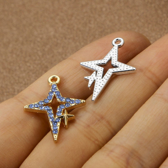 Picture of Zinc Based Alloy Galaxy Charms Multicolor Star Micro Pave 23mm x 16mm