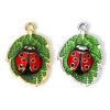 Picture of Zinc Based Alloy Insect Charms Multicolor Leaf Ladybird Enamel 22mm x 14mm