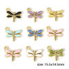 Picture of Zinc Based Alloy Insect Charms Gold Plated Multicolor Dragonfly Animal Enamel 15.5mm x 14.5mm