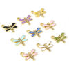 Picture of Zinc Based Alloy Insect Charms Gold Plated Multicolor Dragonfly Animal Enamel 15.5mm x 14.5mm