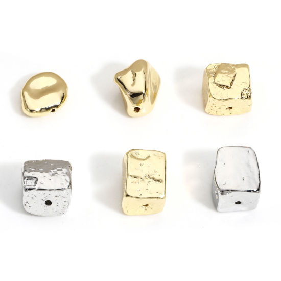 Immagine di 2 Pz Ottone Geometrico Perline per la Creazione di Gioielli con Ciondoli Fai-da-te Vero Oro Placcato Irregolare Pietra