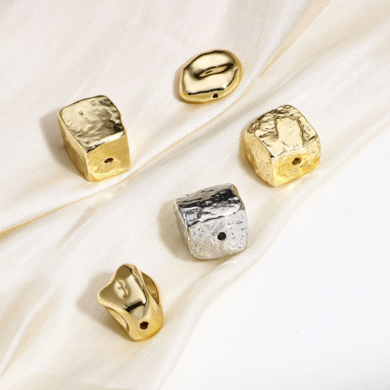 Immagine di 2 Pz Ottone Geometrico Perline per la Creazione di Gioielli con Ciondoli Fai-da-te Vero Oro Placcato Irregolare Pietra