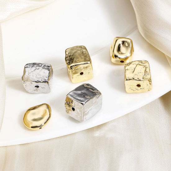 Immagine di 2 Pz Ottone Geometrico Perline per la Creazione di Gioielli con Ciondoli Fai-da-te Vero Oro Placcato Irregolare Pietra