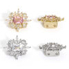 Picture of Brass Style Of Royal Court Character Beads For DIY Jewelry Making Real Gold Plated Rectangle Clear Rhinestone