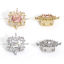 Picture of Brass Style Of Royal Court Character Beads For DIY Jewelry Making Real Gold Plated Rectangle Clear Rhinestone