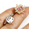 Picture of Brass Style Of Royal Court Character Beads For DIY Jewelry Making Real Gold Plated Rectangle Clear Rhinestone