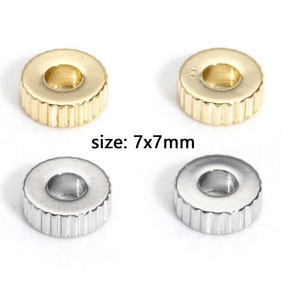 Image de 10 Pcs Perles pour DIY Fabrication de Bijoux Simple en Laiton Plaqué Or Véritable Rond Roue Dentée