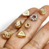 Picture of Brass Simple Beads For DIY Jewelry Making Real Gold Plated Triangle Clear Rhinestone