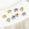 Picture of Brass Stylish Beads For DIY Jewelry Making Real Gold Plated Pentagram Star Multicolor Rhinestone