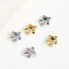 Picture of Brass Stylish Beads For DIY Jewelry Making Real Gold Plated Pentagram Star Multicolor Rhinestone