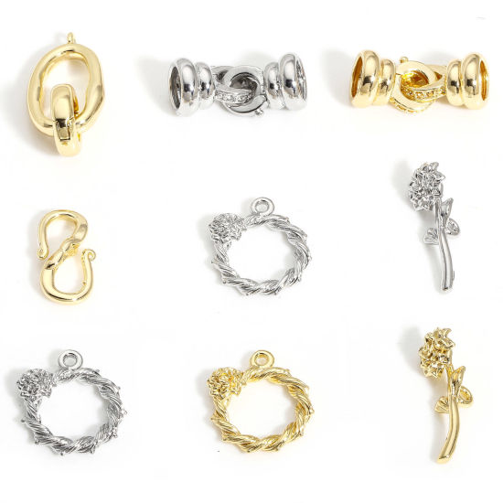 Immagine di 1 Pz Ottone Fermaglio Intrecciato Rosa Vero Oro Placcato