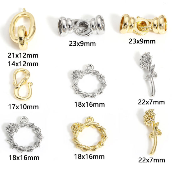 Immagine di 1 Pz Ottone Fermaglio Intrecciato Rosa Vero Oro Placcato