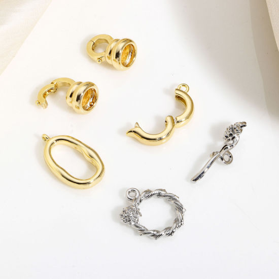 Immagine di 1 Pz Ottone Fermaglio Intrecciato Rosa Vero Oro Placcato