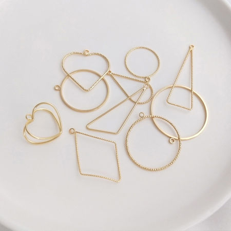 Brass Geometric Bezel Frame Charms Pendants 14K Real Gold Plated