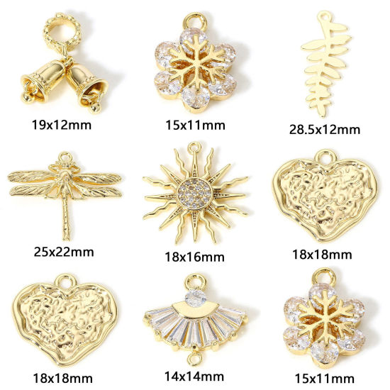 Image de 2 Pcs Breloques en Laiton Plaqué Or Véritable 18K