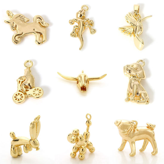 Bild von Brass Charms 18K Real Gold Plated Animal 3D