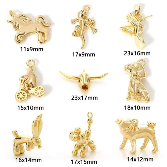 Bild von Brass Charms 18K Real Gold Plated Animal 3D