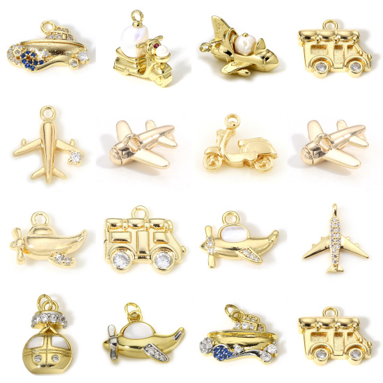 Bild von 1 Stück Messing Transport Charms 18K Echtgold plattiert