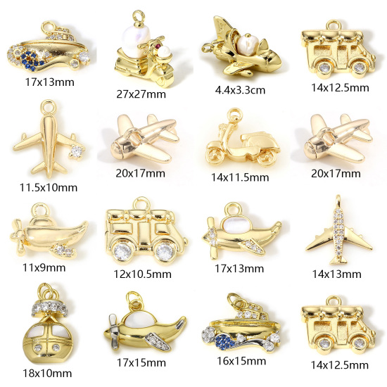 Bild von 1 Stück Messing Transport Charms 18K Echtgold plattiert