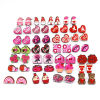 Image de 1 Paire Boucles d'Oreilles Puces La Saint Valentin en Bois Naturel Multicolore Cœur Cupidon