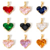 Image de 1 Pièce Pendentif Breloque La Saint Valentin en Laiton Cœur Plaqué Or Véritable 18K à Zircone Cubique Multicolore 20mm x 14mm