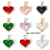 Image de 1 Pièce Pendentif Breloque La Saint Valentin en Laiton Cœur Plaqué Or Véritable 18K à Zircone Cubique Multicolore 20mm x 14mm