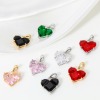 Image de 1 Pièce Pendentif Breloque La Saint Valentin en Laiton Cœur Plaqué Or Véritable 18K à Zircone Cubique Multicolore 20mm x 14mm