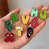 Picture of Cute Pin Brooches Monster Eye Message " A-Z " Multicolor Enamel