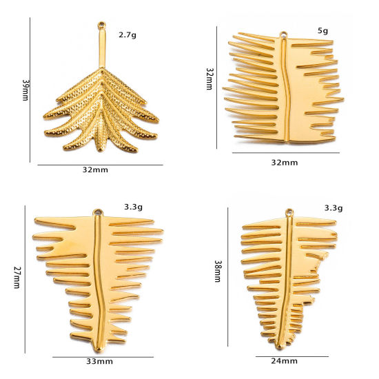 Immagine di 1 Pz 304 Acciaio Inossidabile Stile Pastorale Ciondoli Foglia Oro Placcato