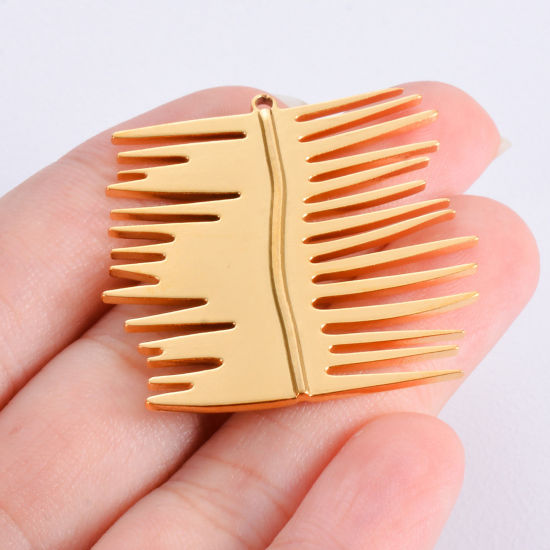 Immagine di 1 Pz 304 Acciaio Inossidabile Stile Pastorale Ciondoli Foglia Oro Placcato