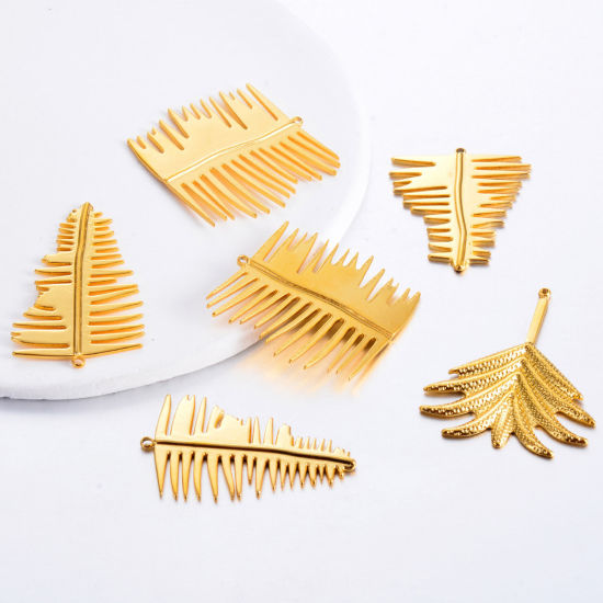 Immagine di 1 Pz 304 Acciaio Inossidabile Stile Pastorale Ciondoli Foglia Oro Placcato