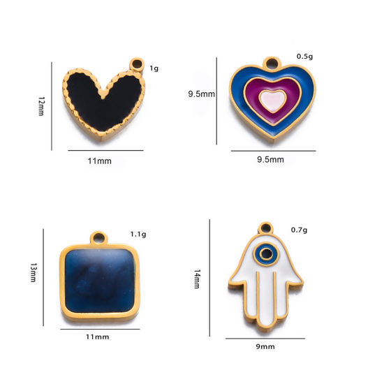 Picture of 304 Stainless Steel Stylish Charms Gold Plated Multicolor Enamel