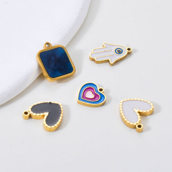 Picture of 304 Stainless Steel Stylish Charms Gold Plated Multicolor Enamel