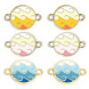 Picture of Zinc Based Alloy Connectors Charms Pendants Gold Plated Multicolor Gradient Color Round Wave Enamel 23mm x 16mm