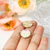 Picture of Zinc Based Alloy Connectors Charms Pendants Gold Plated Multicolor Gradient Color Round Wave Enamel 23mm x 16mm