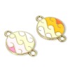 Picture of Zinc Based Alloy Connectors Charms Pendants Gold Plated Multicolor Gradient Color Round Wave Enamel 23mm x 16mm